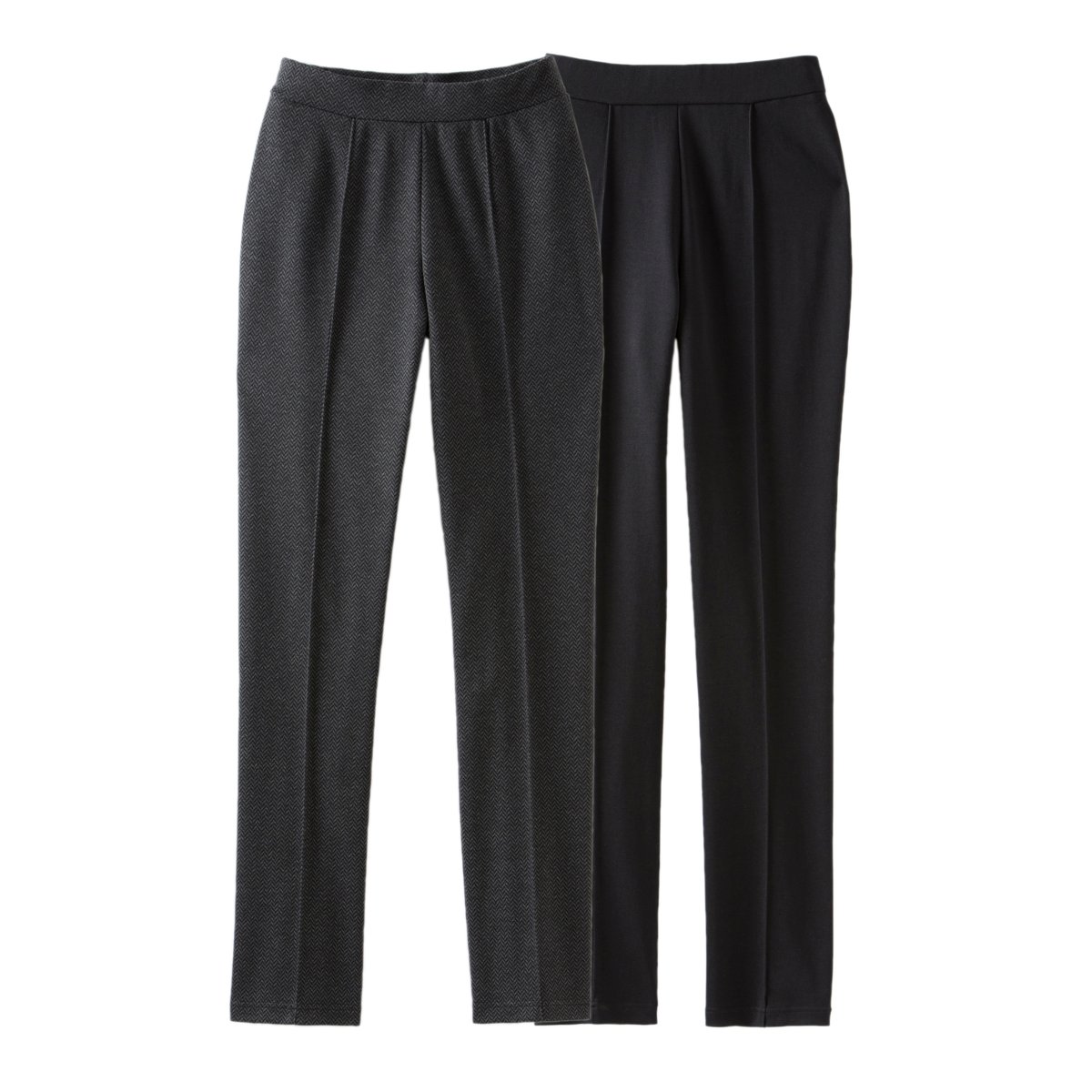 Pantalons maille milano - Lot de 2 gris chevrons + noir, DAMART