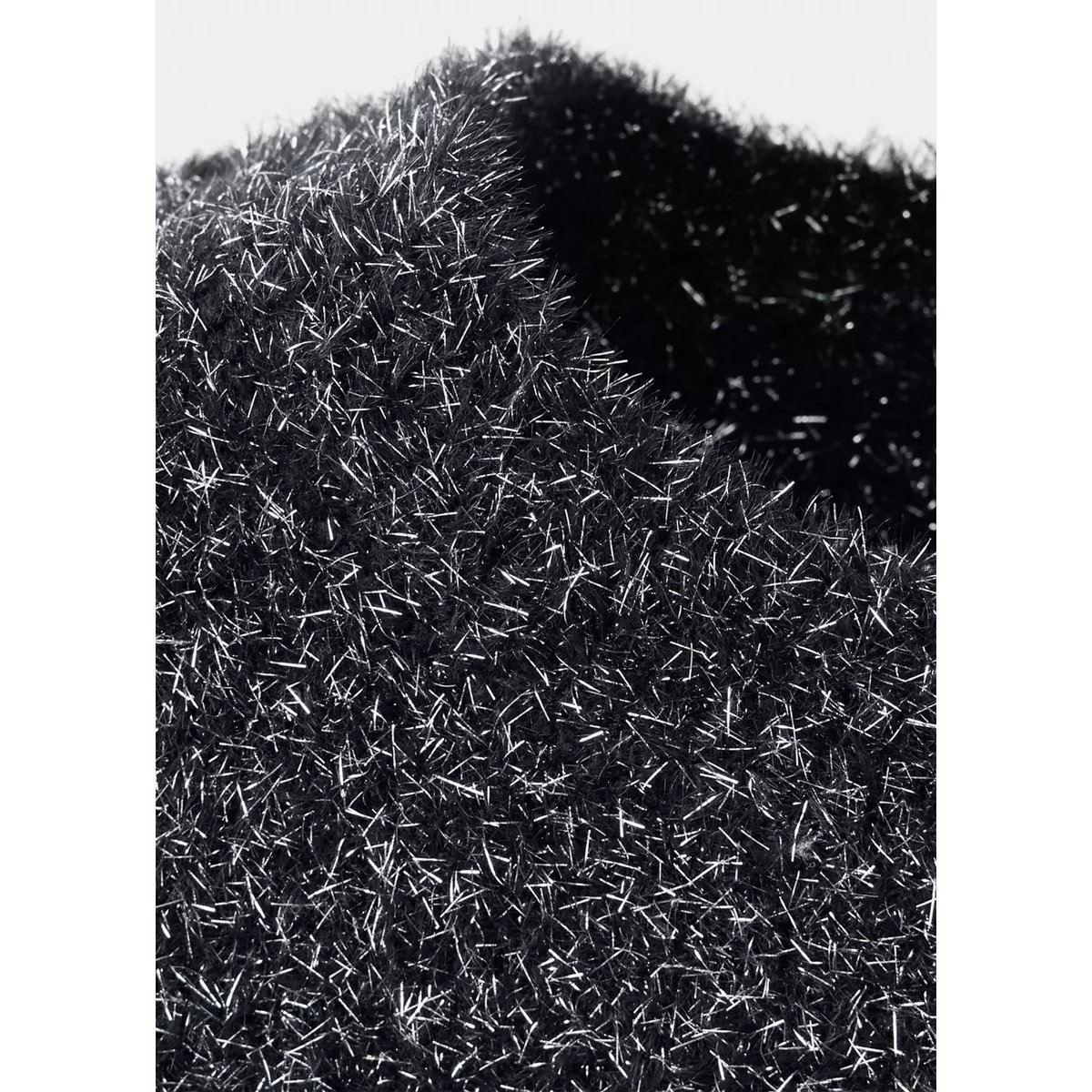 Pull en fil textile à manches courtes noir, MANGO