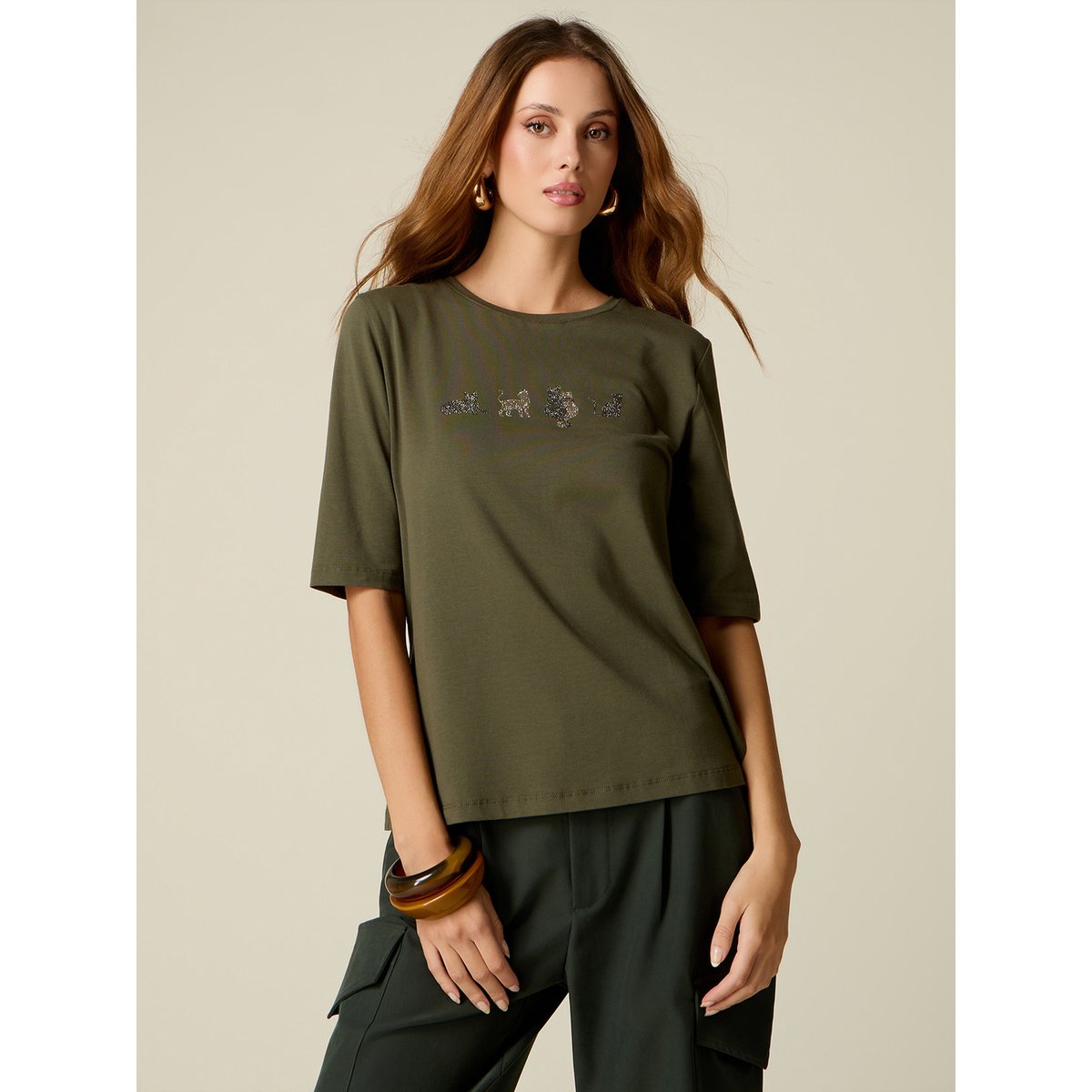 T-shirt avec micro cristaux blanc, OLTRE