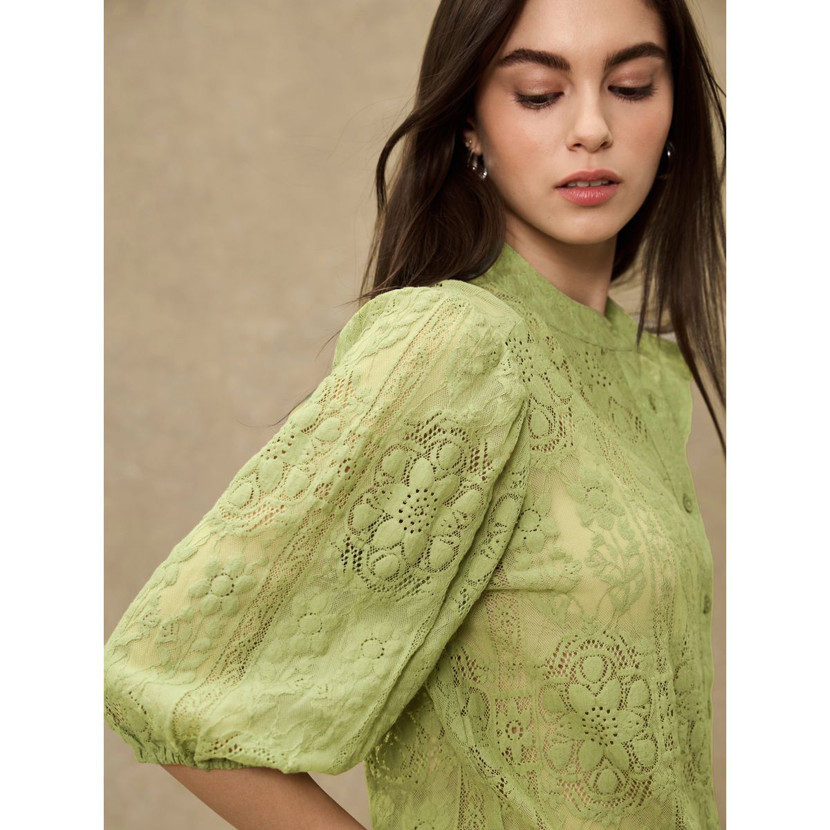 Chemisier à manches demi-longues en dentelle vert, NEXT