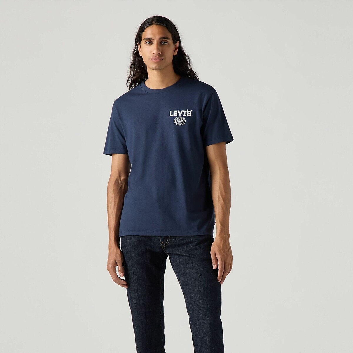Bedrukt T-shirt met ronde hals marineblauw, LEVI'S