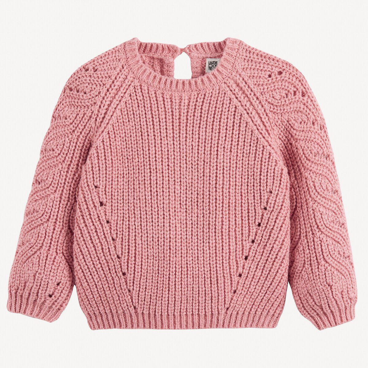 Pull col rond en grosse maille rose, LA REDOUTE COLLECTIONS