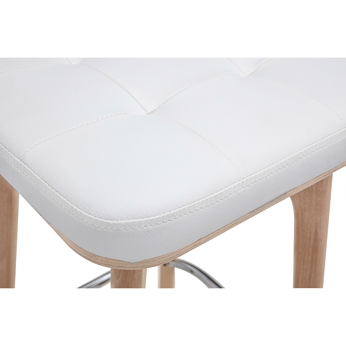 Tabourets de bar pivotants 360° blancs et bois clair H67.5 cm (lot de 2) GRAMMA blanc, MILIBOO