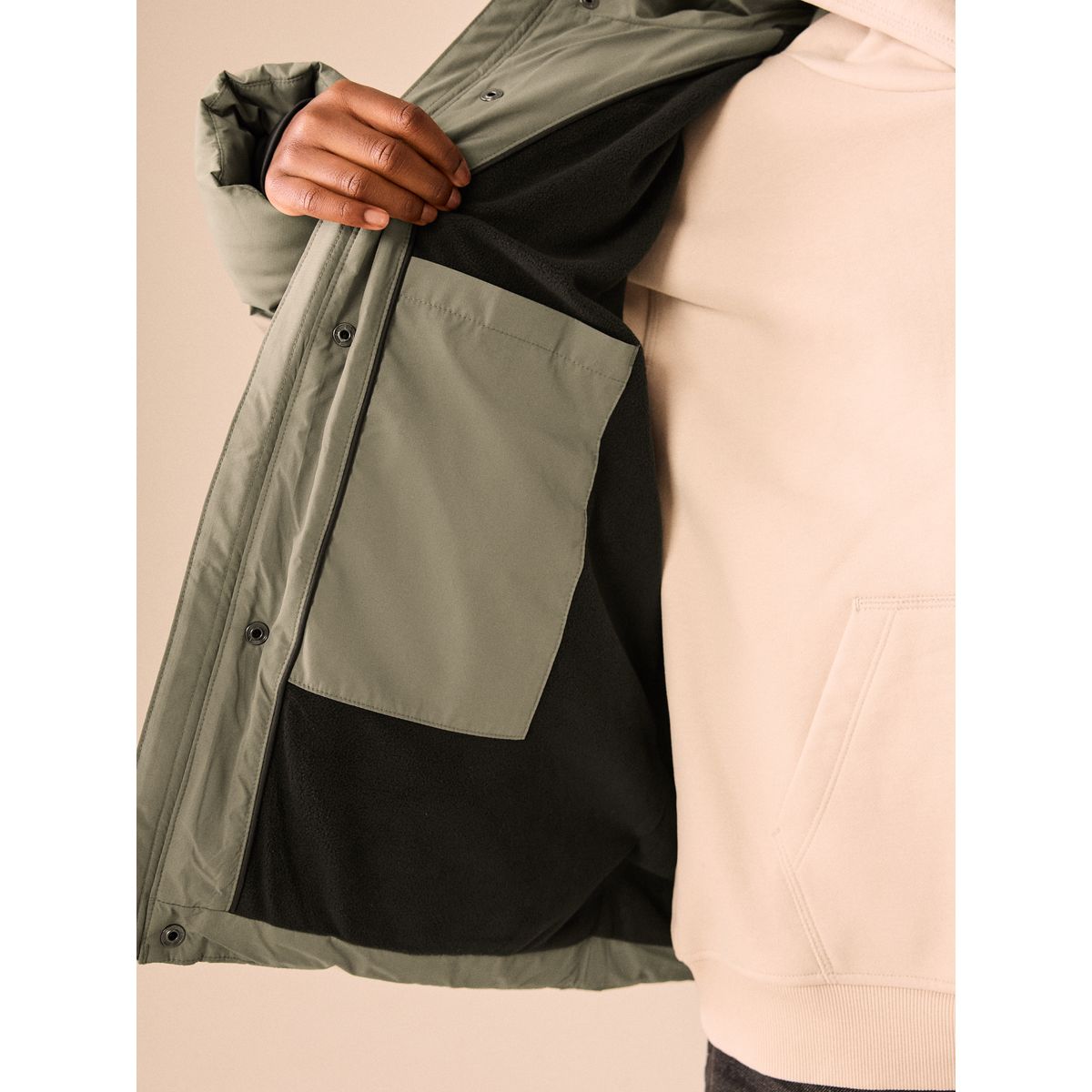 Manteau matelassé imperméable vert kaki, NEXT