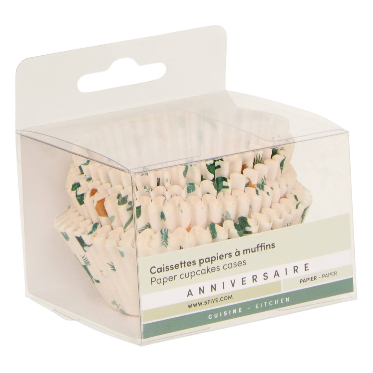 Lot de 75 caissettes à muffins papier dinosaure ANNIVERSAIRE rose, 5FIVE SIMPLY SMART