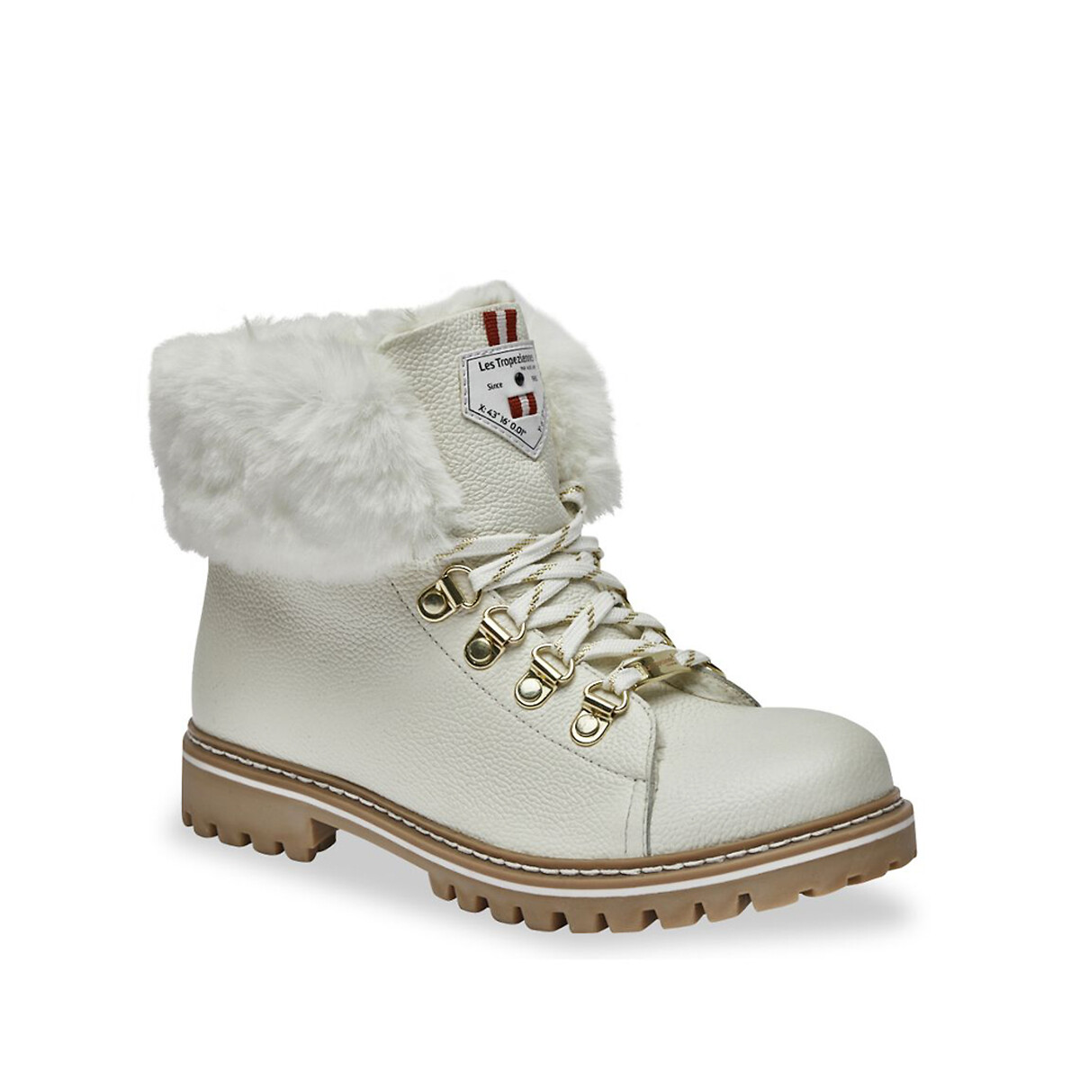 Bottines cuir montagne fourrées Lacen blanc, LES TROPEZIENNES PAR M.BELARBI