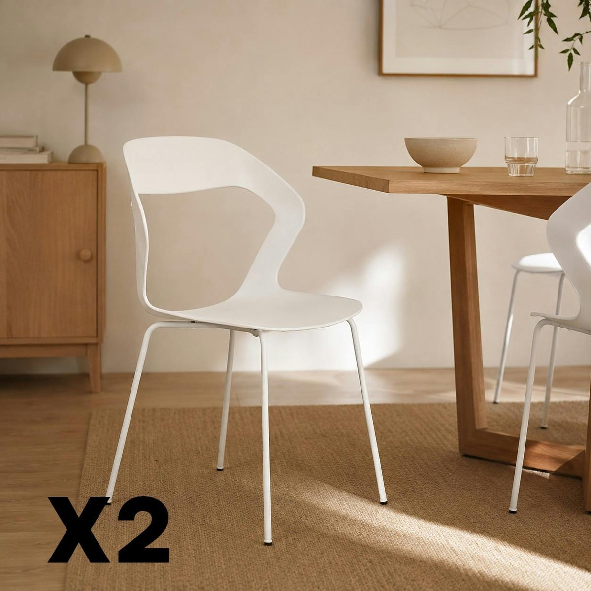 Chaise design en polypropylène (lot de 2) ALBA blanc, PIER IMPORT