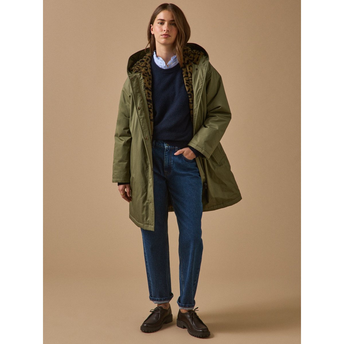 Parka mi-longue doublée imitation fourrure vert olive, CYRILLUS