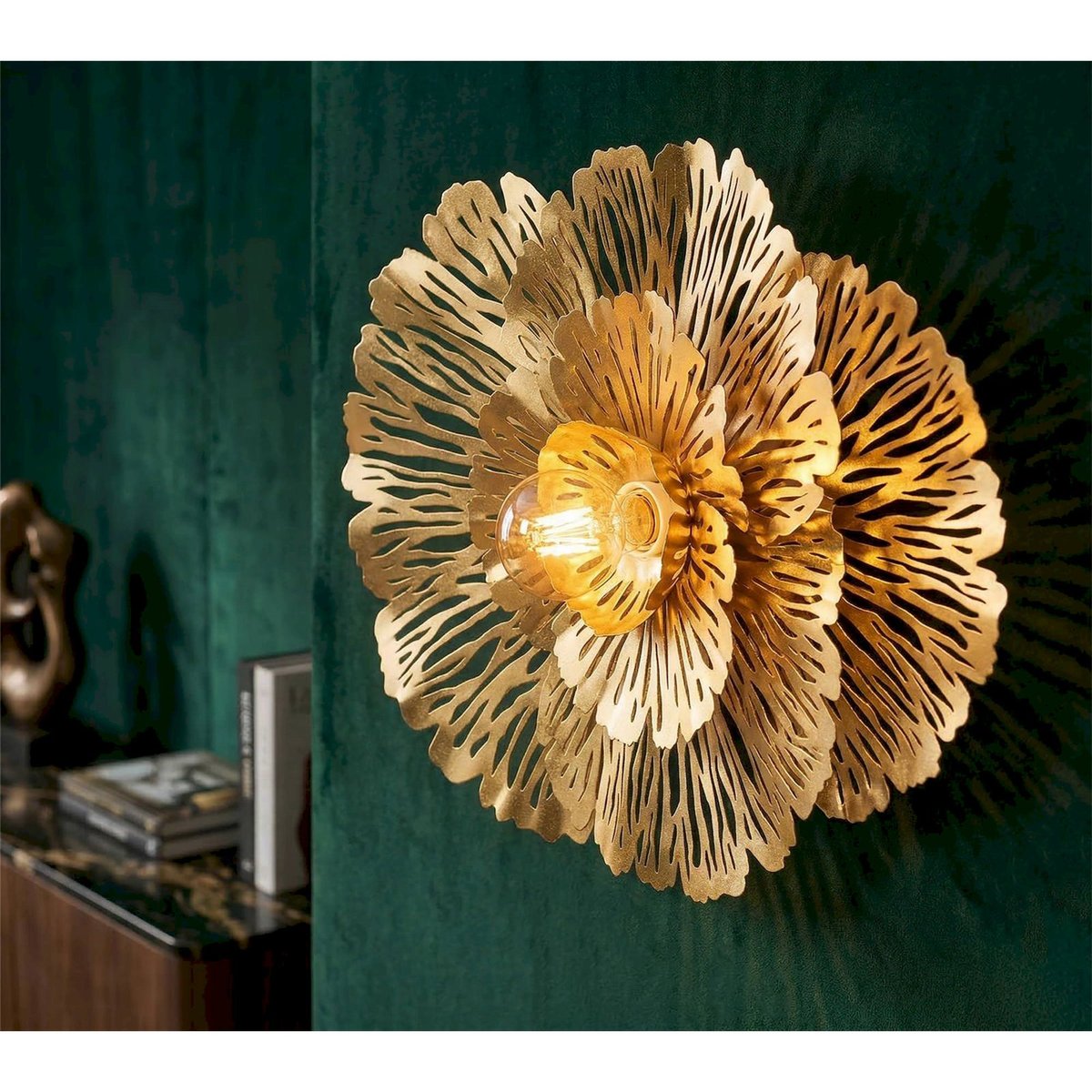 Applique murale en fer motif floral GLAM doré, RECOLLECTION