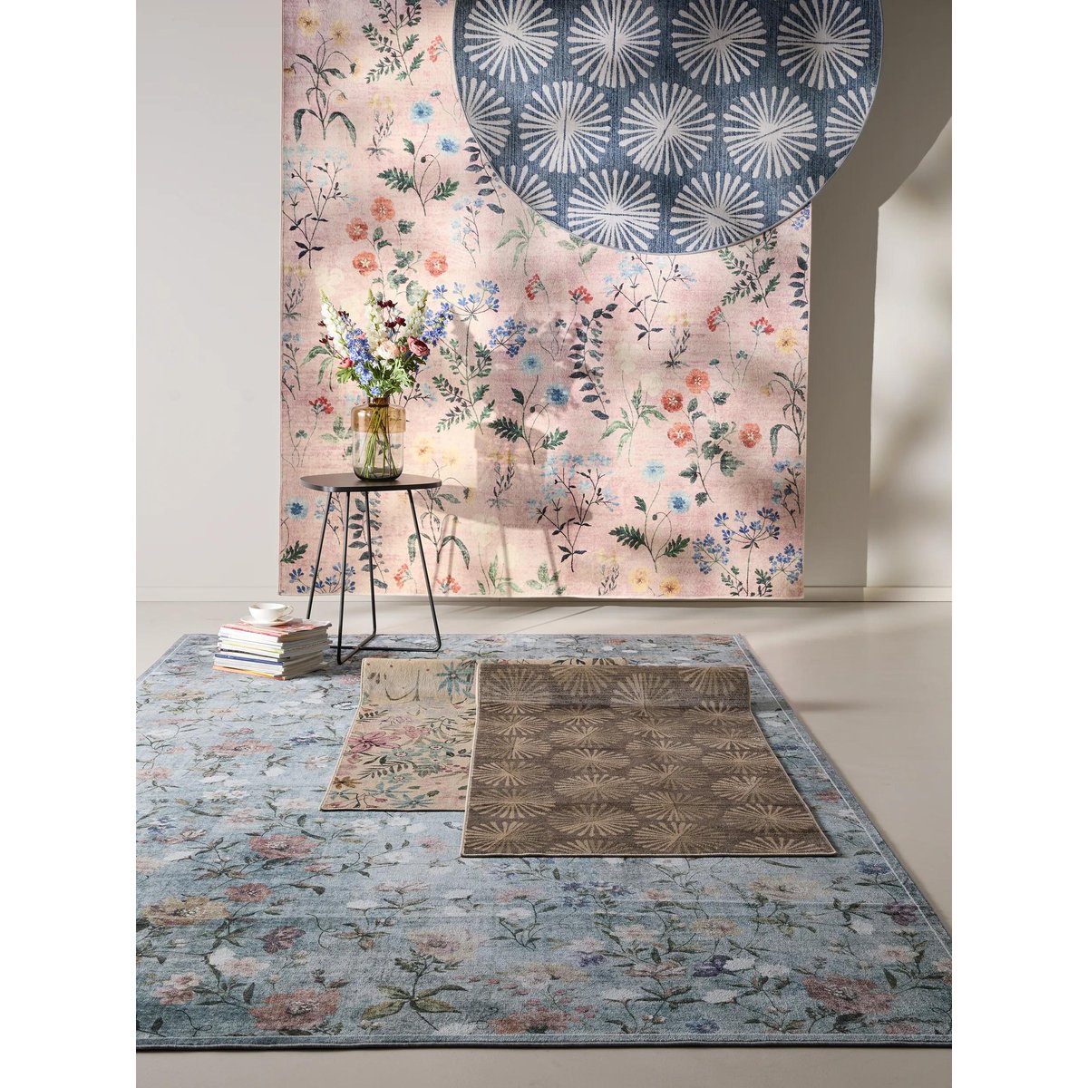 Tapis rond lavables MILLY anthracite/gris, BENUTA 