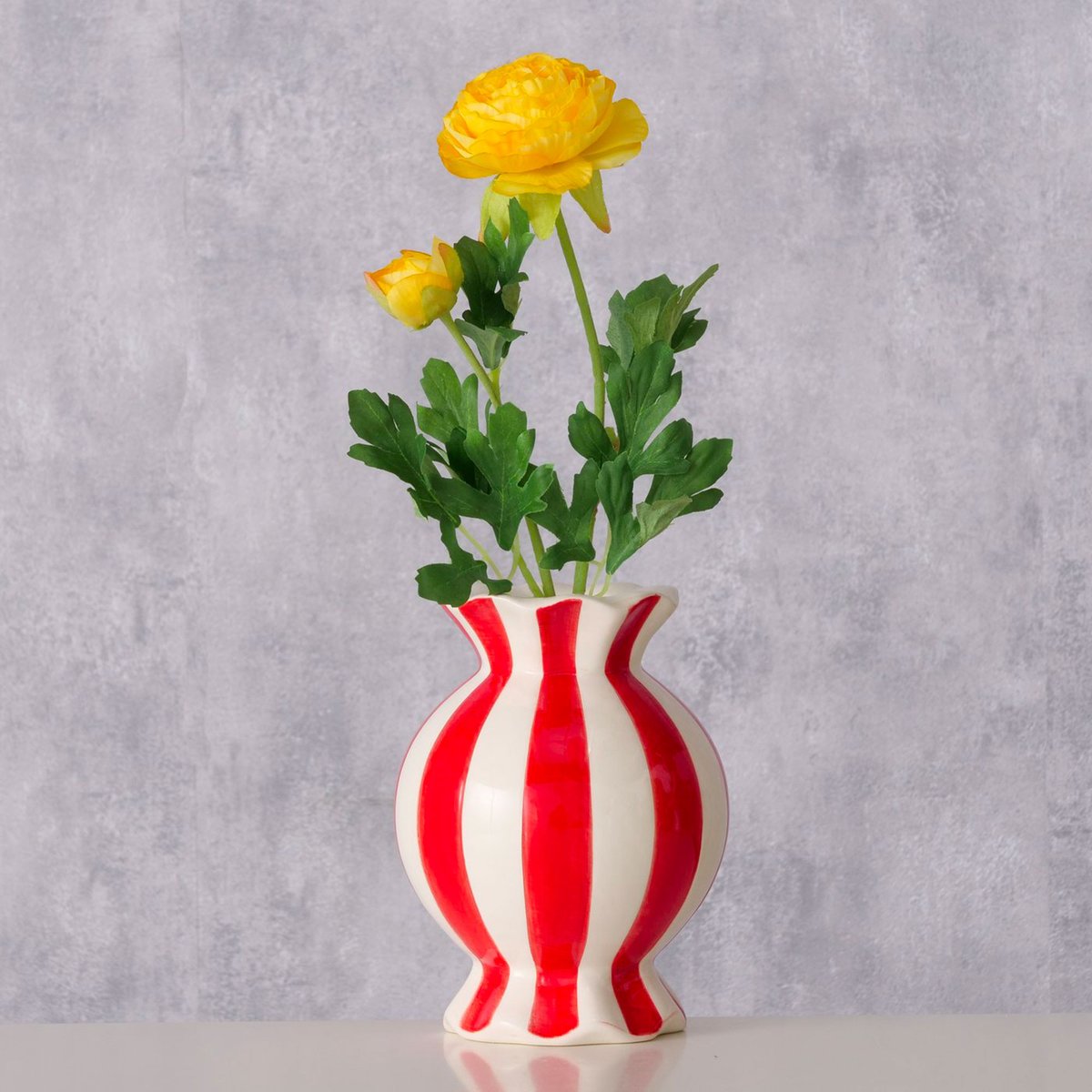 Vase design céramique rouge et blanc bonbon 13x13x17.5cm rouge, WADIGA