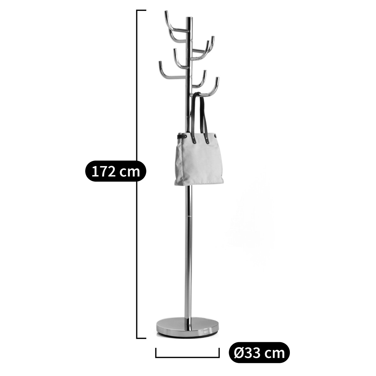 Portemanteau, métal acier chromé, forme cactus gris argent, SO'HOME