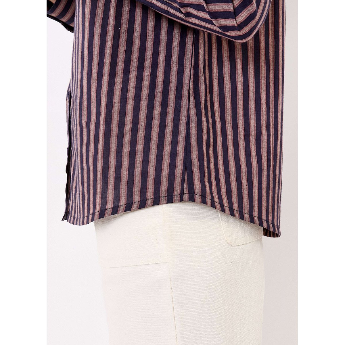 Chemise rayée droite voile de coton bio FEBINY bleu navy, LA FIANCÉE