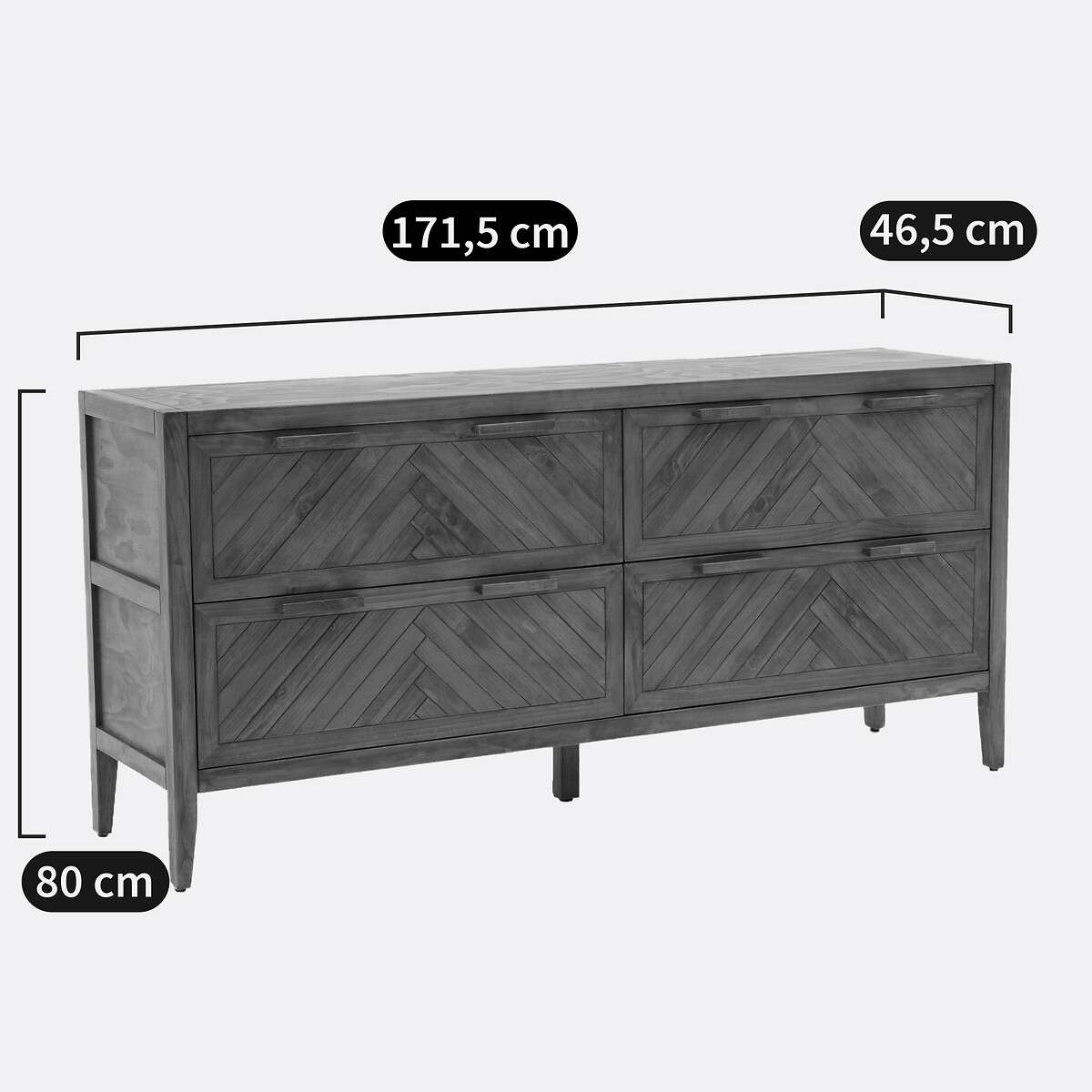 Commode 4 tiroirs en pin massif NOTTINGHAM bois foncé, LA REDOUTE INTERIEURS