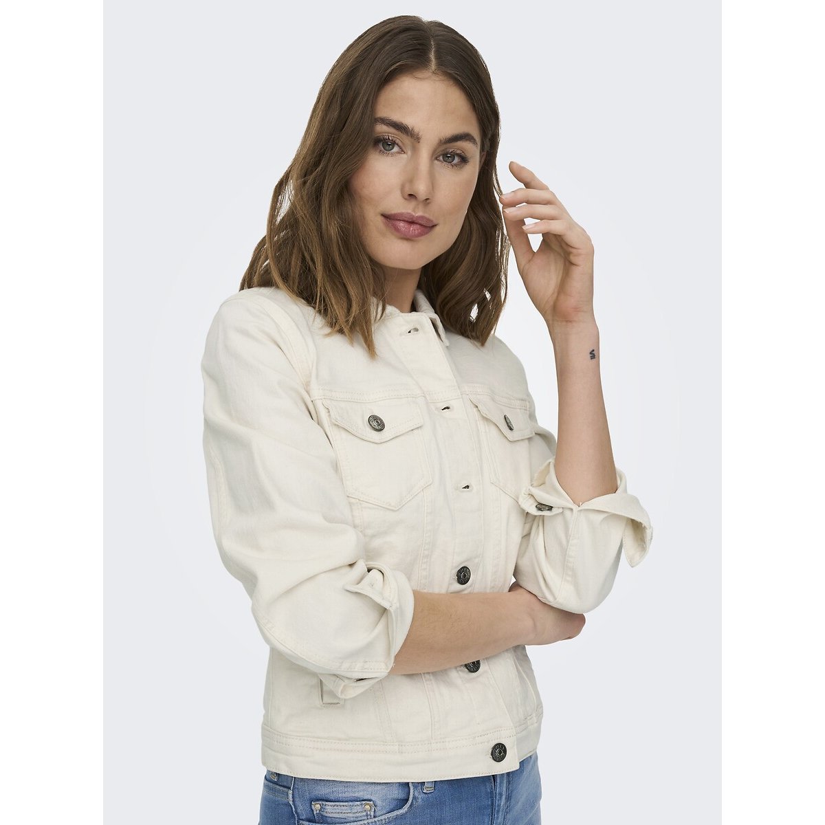 Veste courte en jean ecru, ONLY