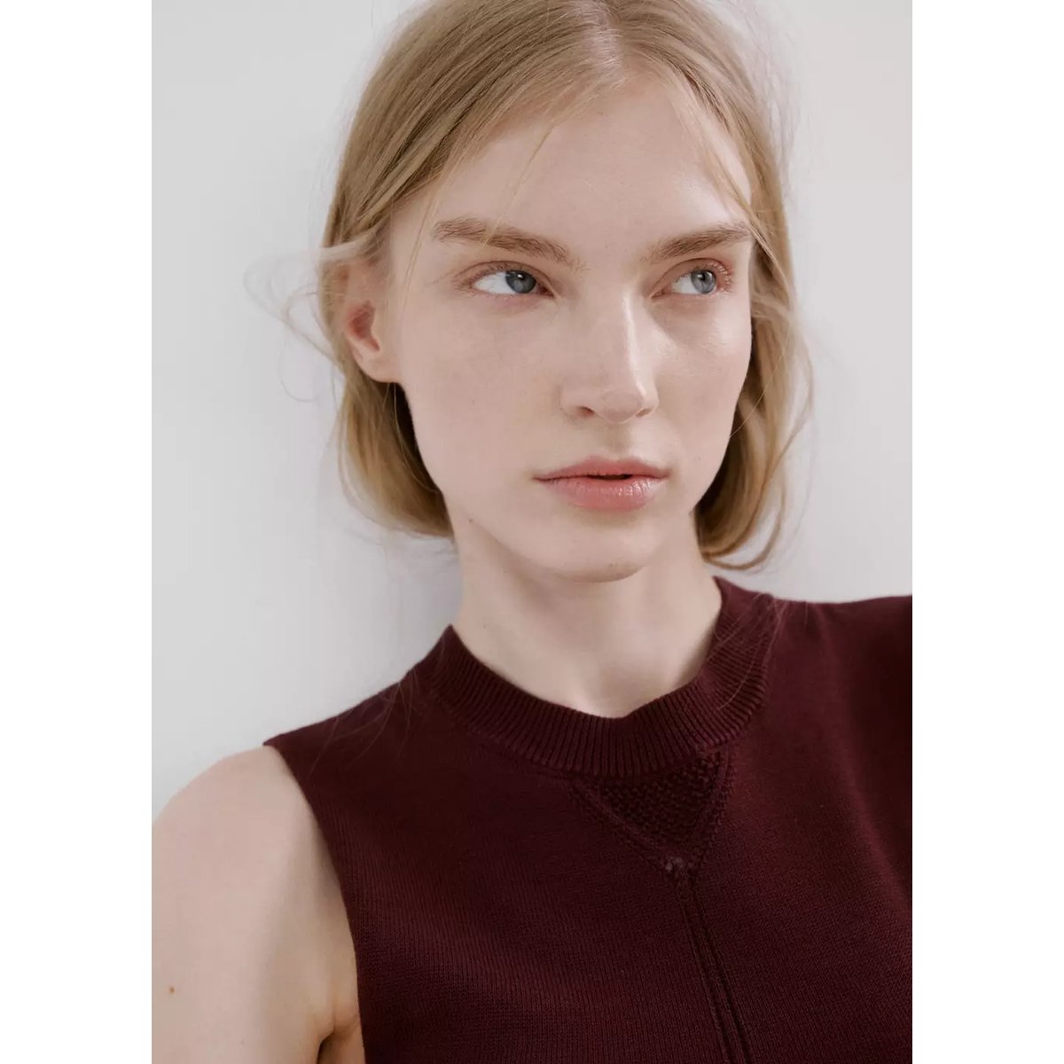 Robe midi maille lie de vin, MANGO