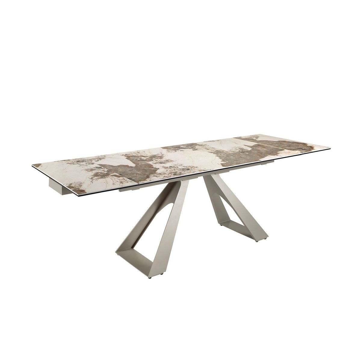 Table à manger marbre et acier effet noyer blanc | gris taupe, ANGEL CERDA