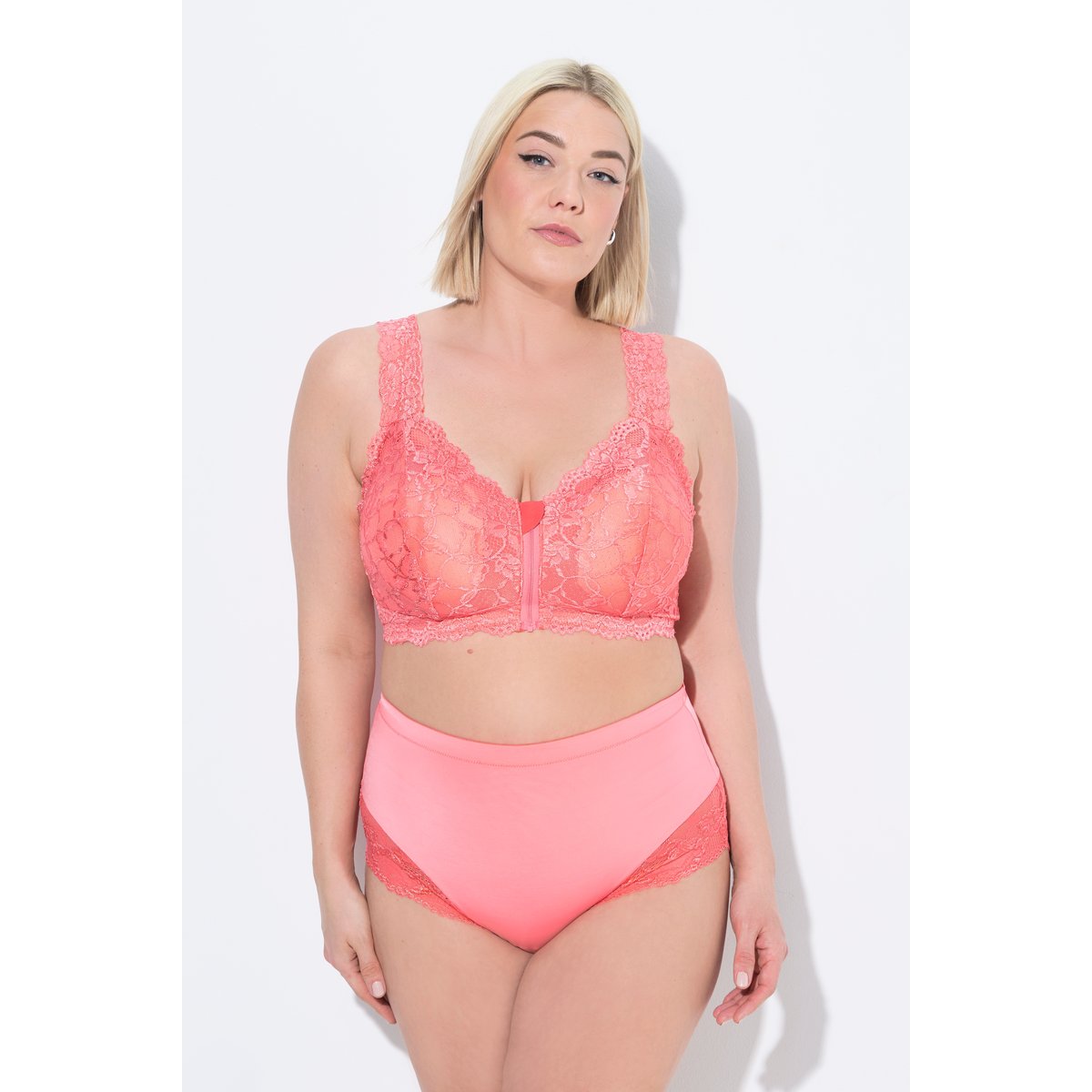 Culotte midi, dentelle transparente corail, ULLA POPKEN