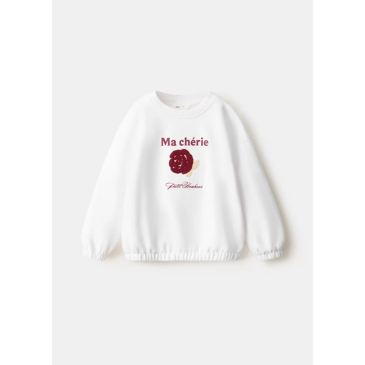 Sweat imprimé à ourlet froncé blanc cassé, MANGO BABY
