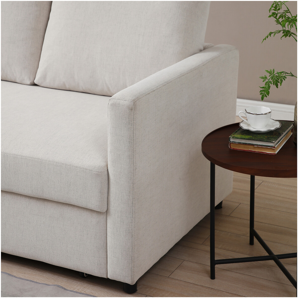 Freya Easy Clean Large Corner Sofa Bed with Storage Compartment natural, SO'HOME