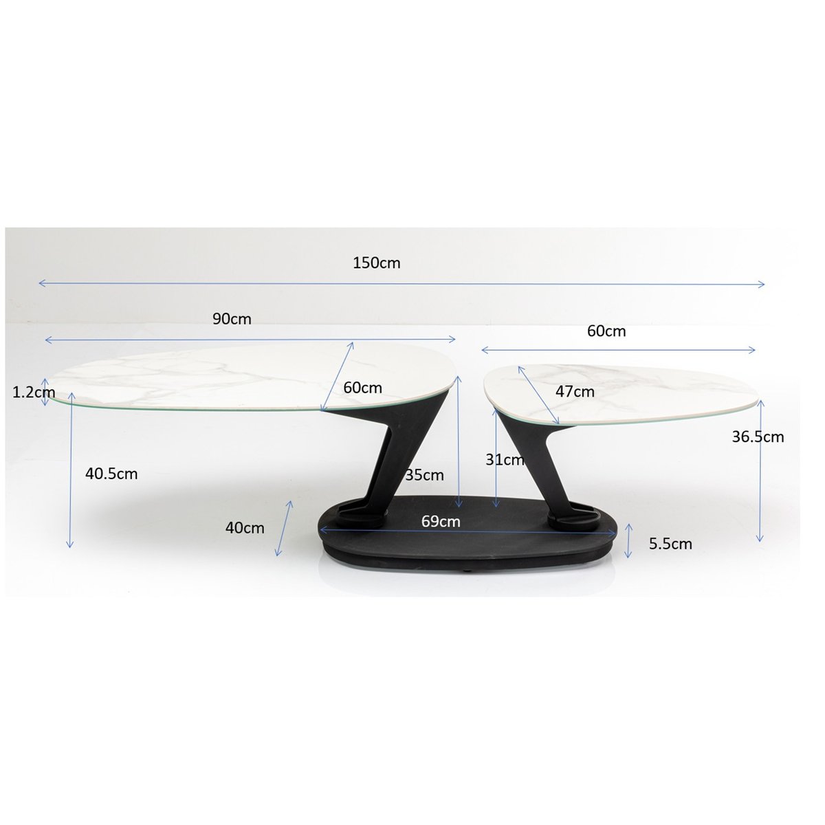 Table basse pivotante en verre, FRANKLIN blanc, KARE DESIGN