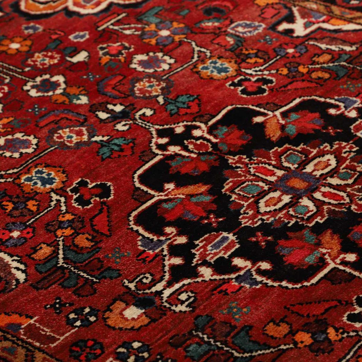 Tapis d'orient, motif oriental noué main en laine, HAMADAN 9 rouge, bleu, noir, UN AMOUR DE TAPIS