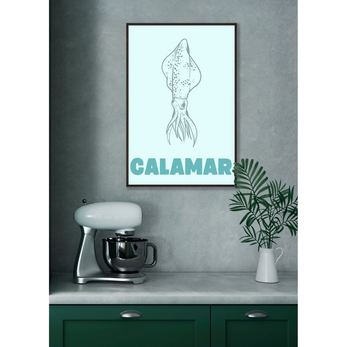 Affiche Calamar blanc, L'AFFICHERIE
