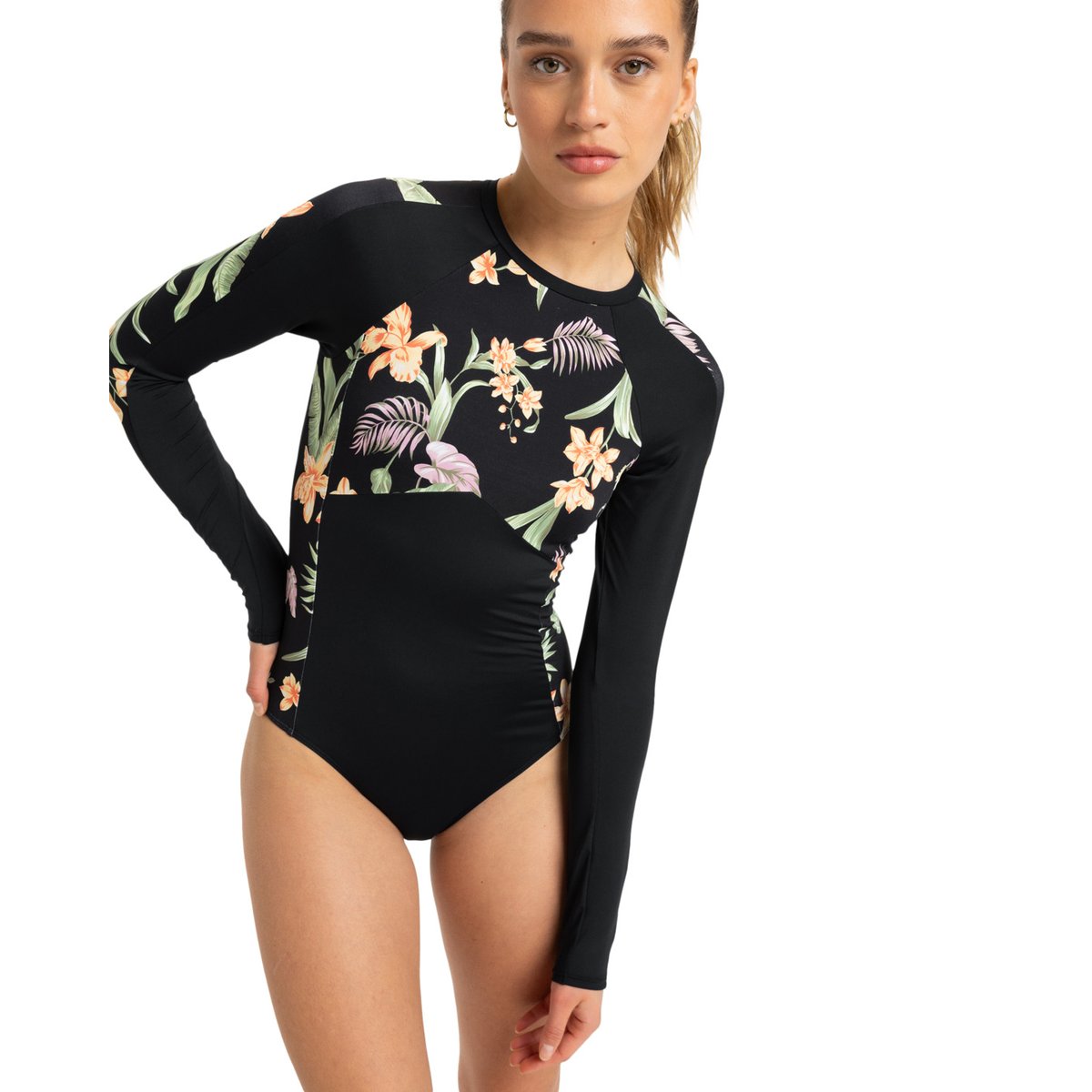 Maillot une pièce manches longues FASHION. noir anthracite island escape, ROXY