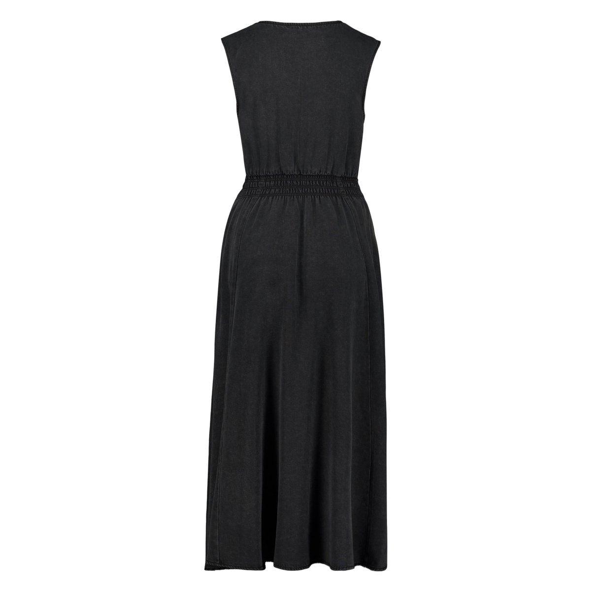 Robe longueur midi à taille élastique black denim, ZERO
