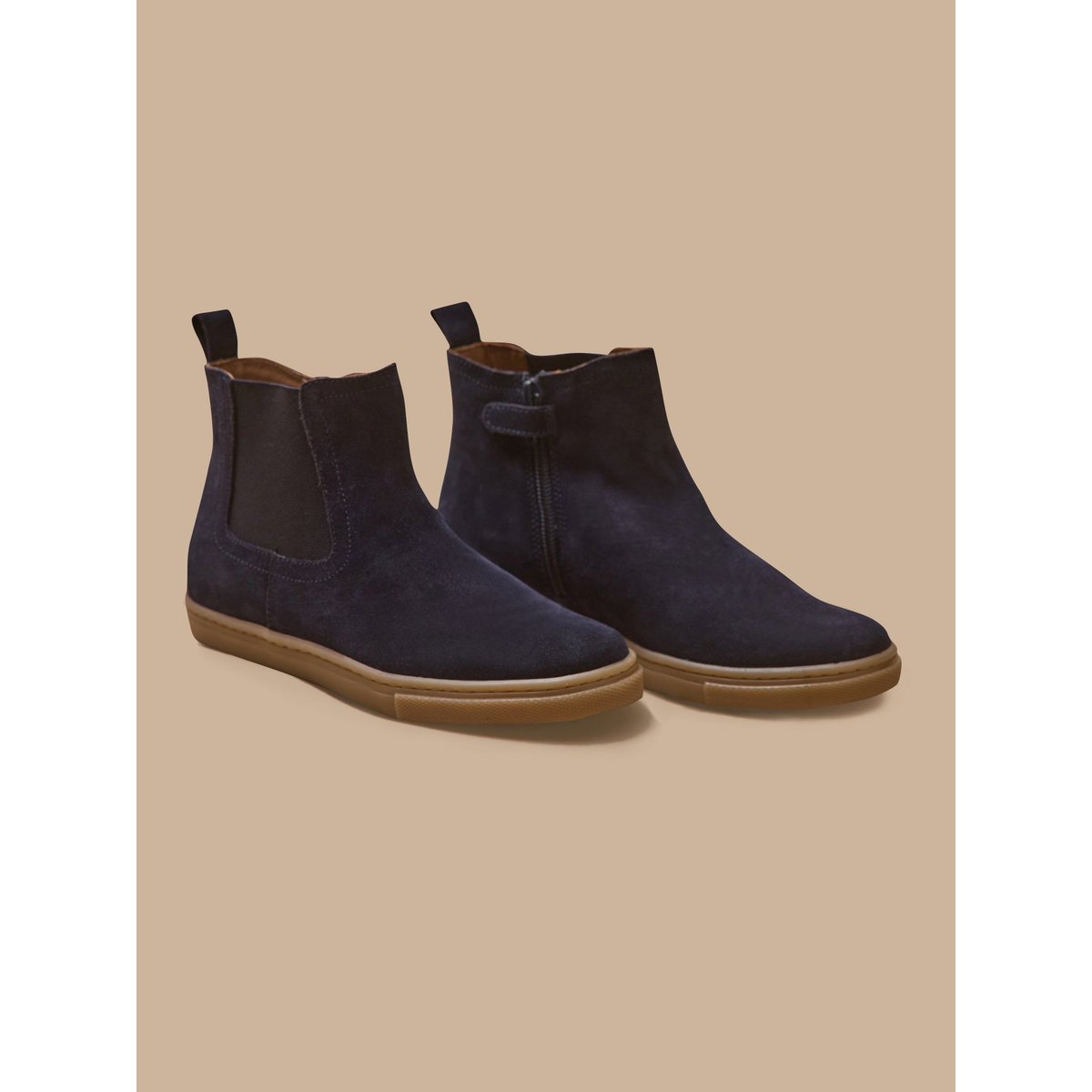 Boots chelsea cuir suédé marine, CYRILLUS