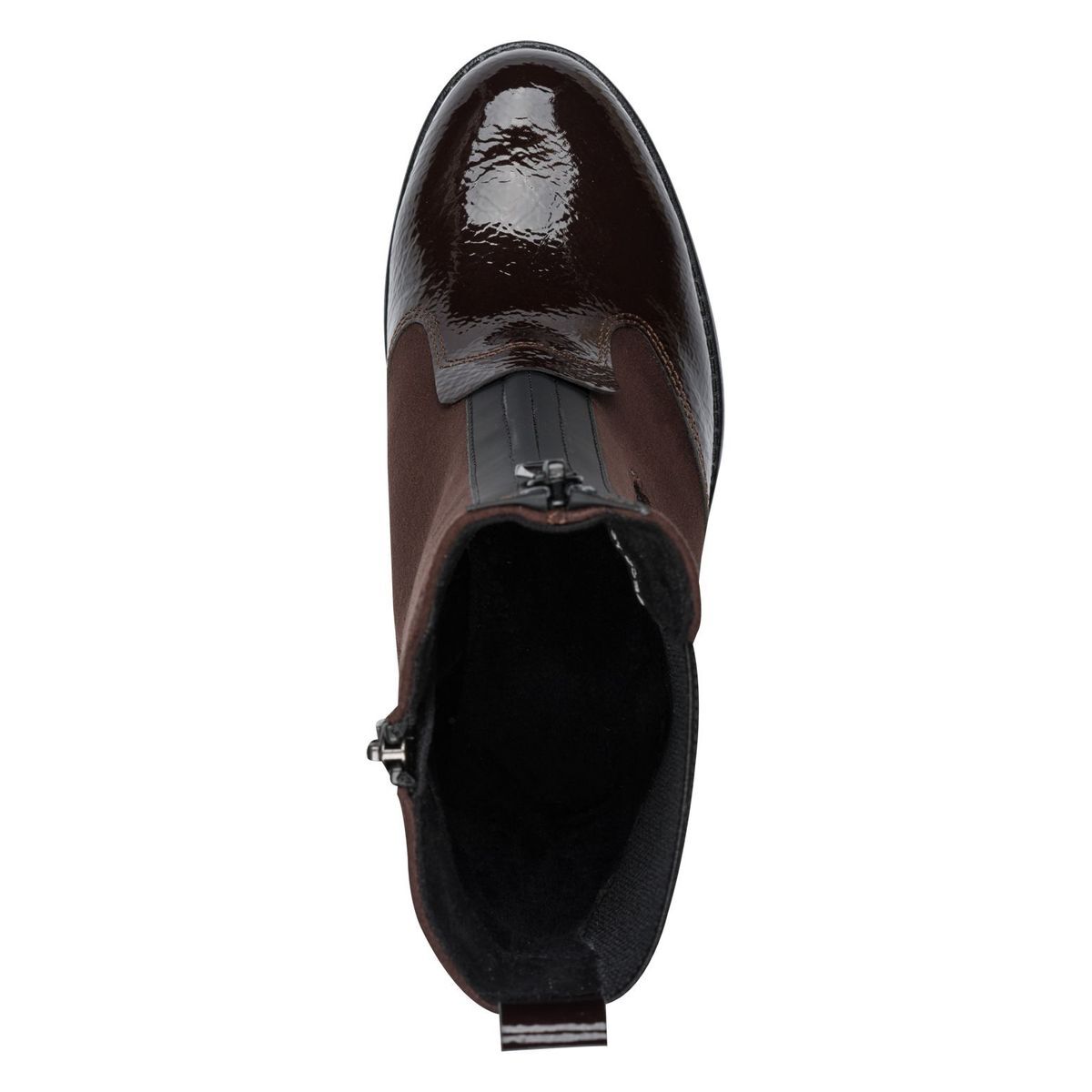 Bottine Chelsea talon bloc marron mocca combiné, MARCO TOZZI