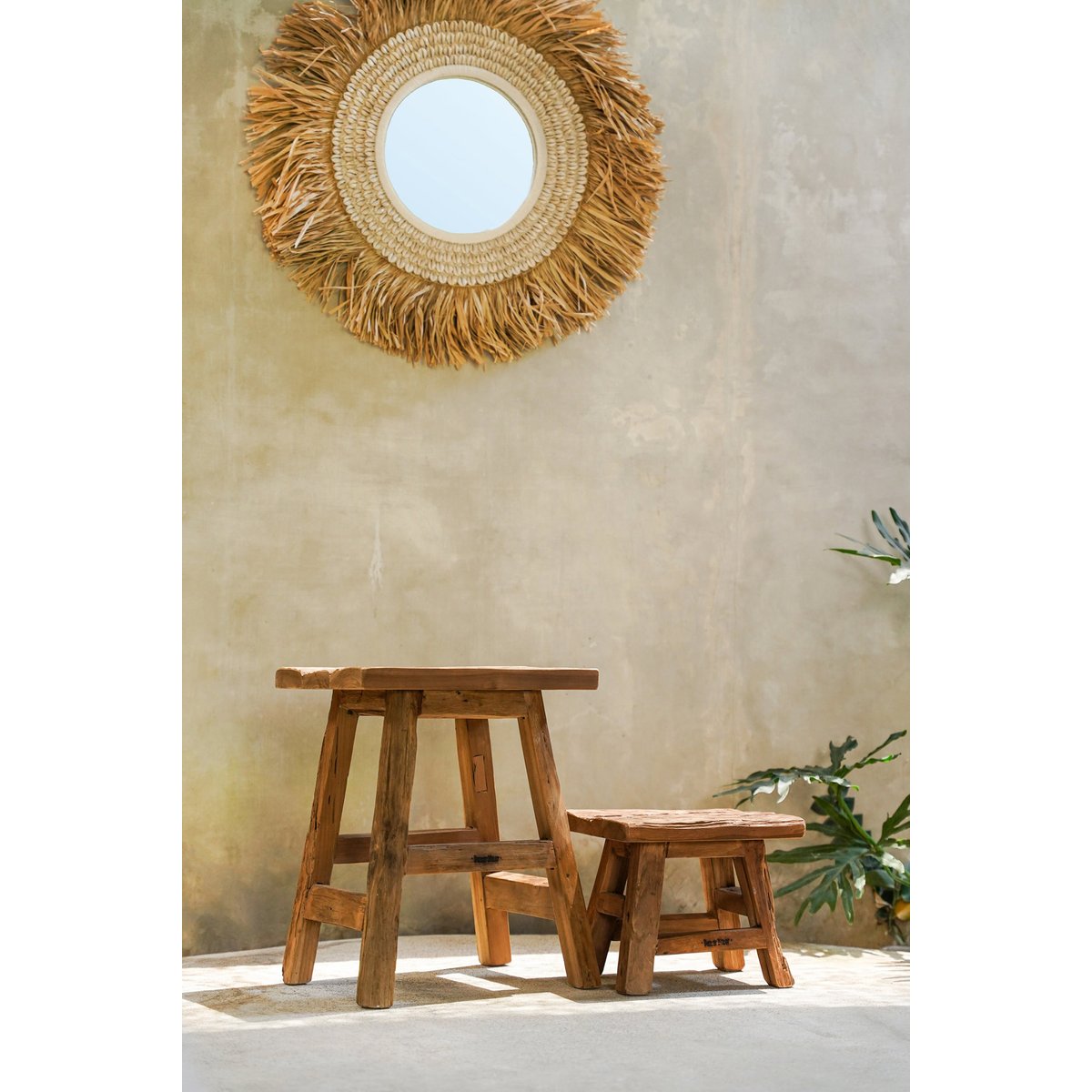 Tabouret en teck récupéré YOKE beige, BAZAR BIZAR