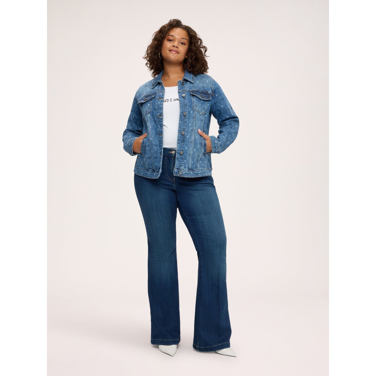 Veste avec imprimé et cœurs bleu, FIORELLA RUBINO