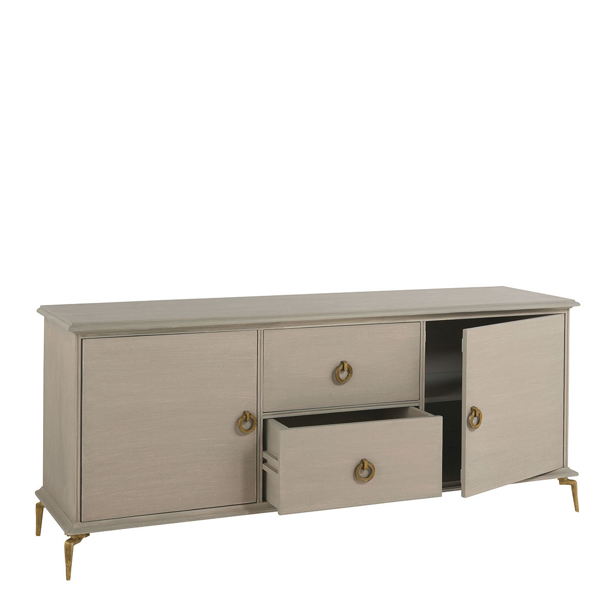 Buffet en manguier massif gris, BLANC D’IVOIRE