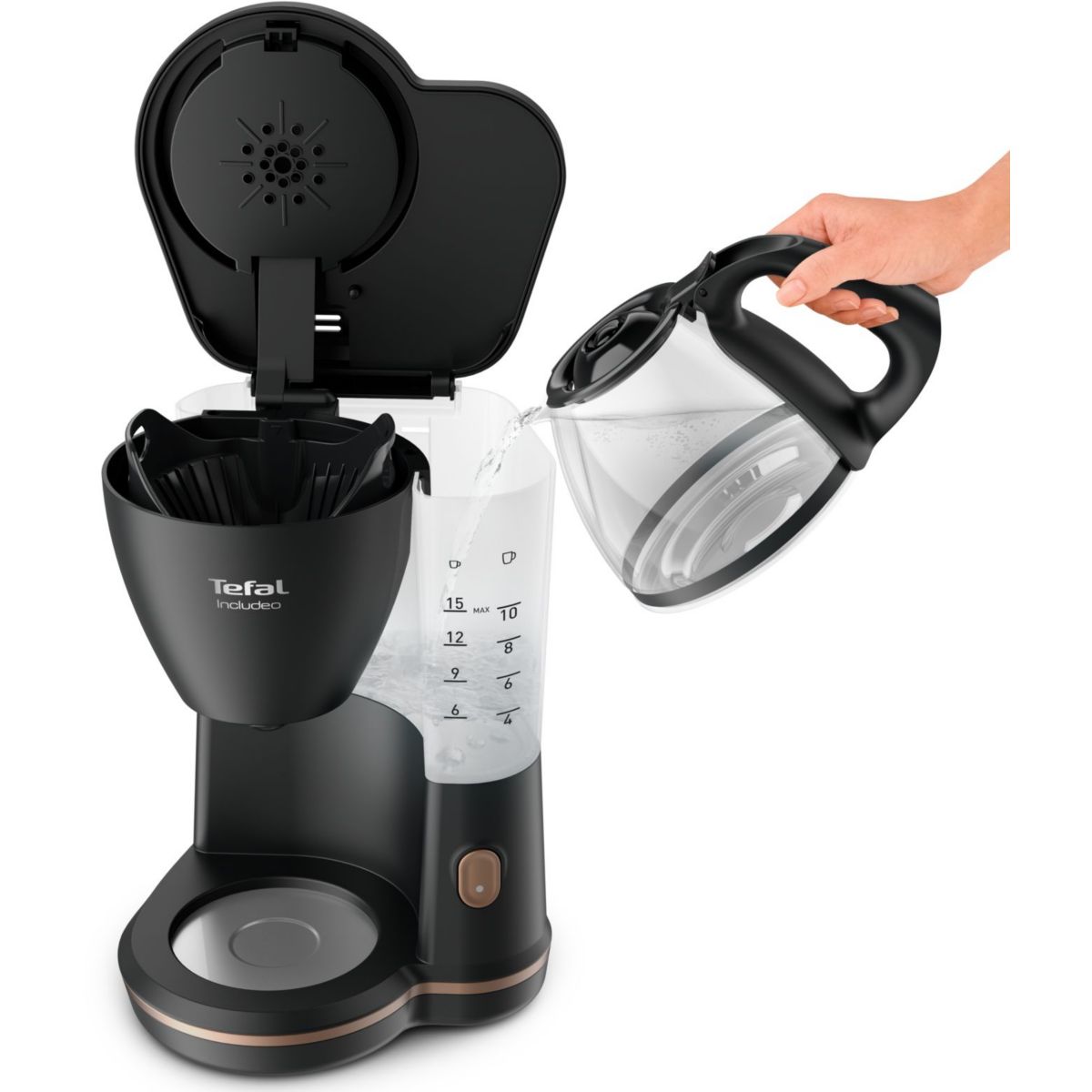 Cafetière filtre CM533811 INCLUDEO noir, TEFAL