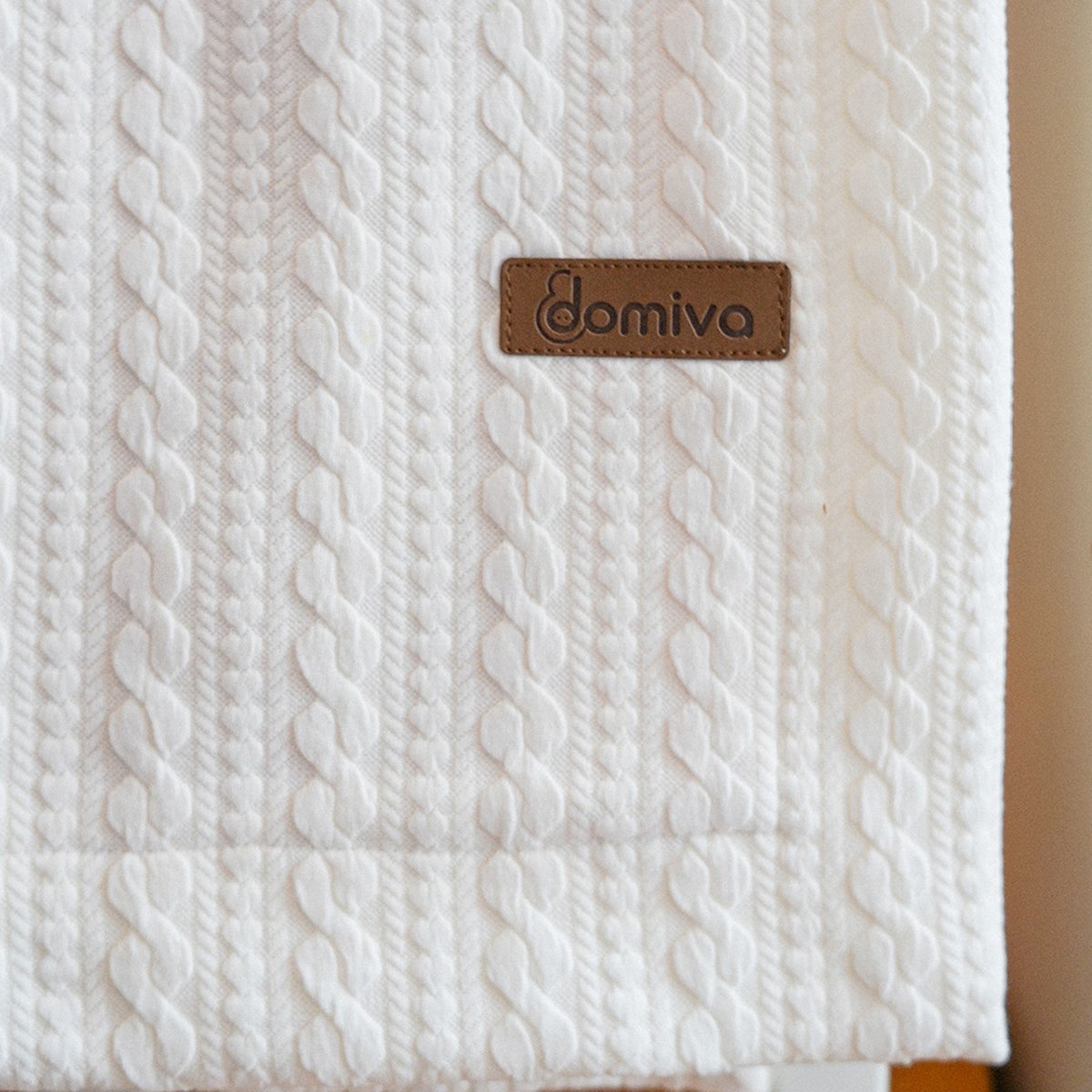Couverture réversible pour enfant - Effet maille crème, DOMIVA