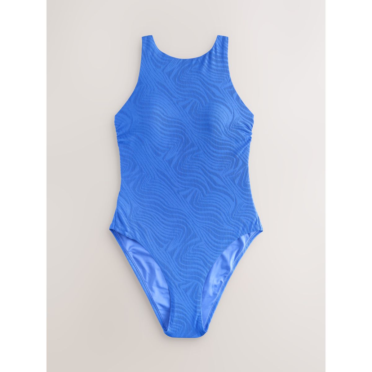Maillot de bain gainant tummy à col montant bleuet texturé, NEXT