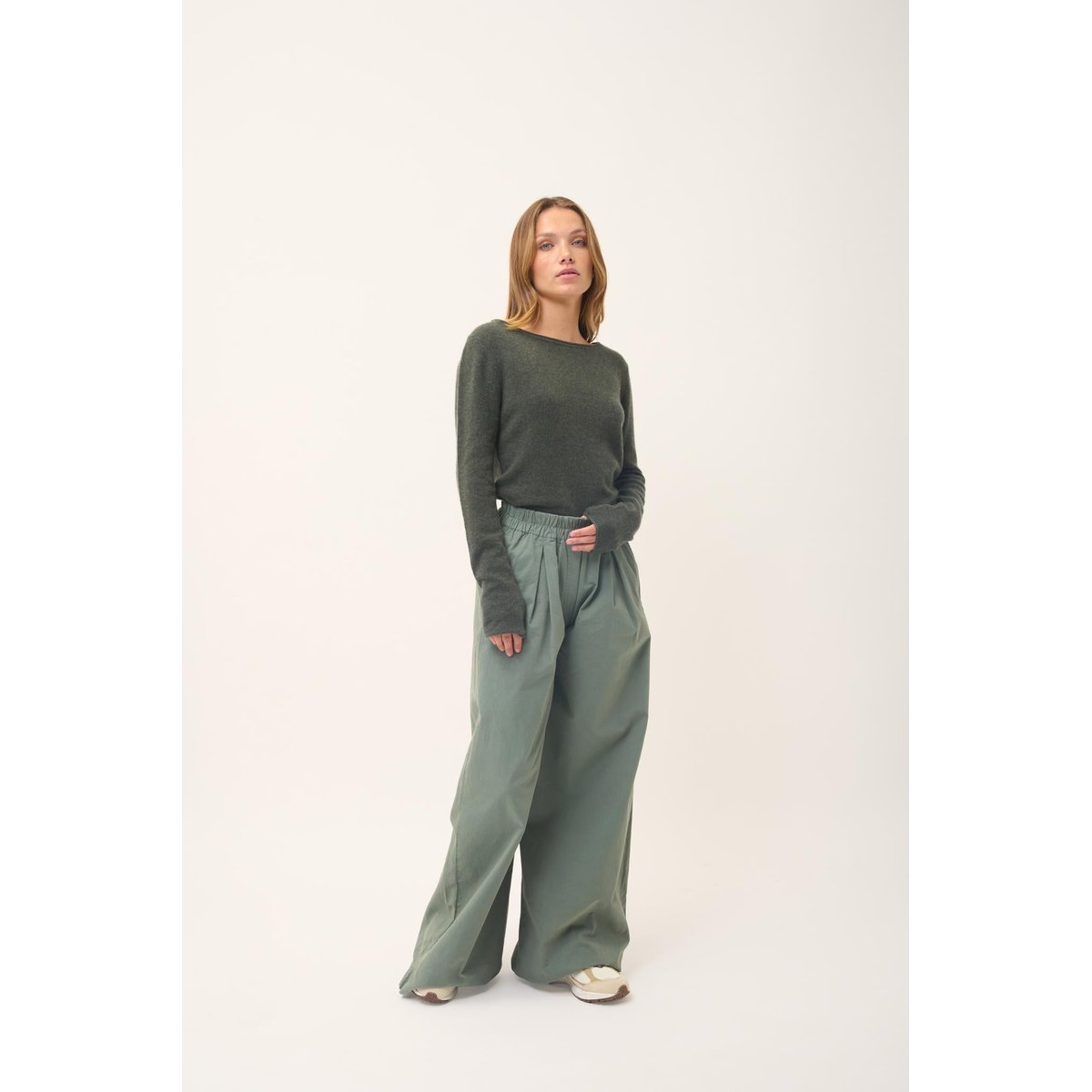 Pull Col Bateau Kaki Chiné Grace kaki chiné, JUST CASHMERE