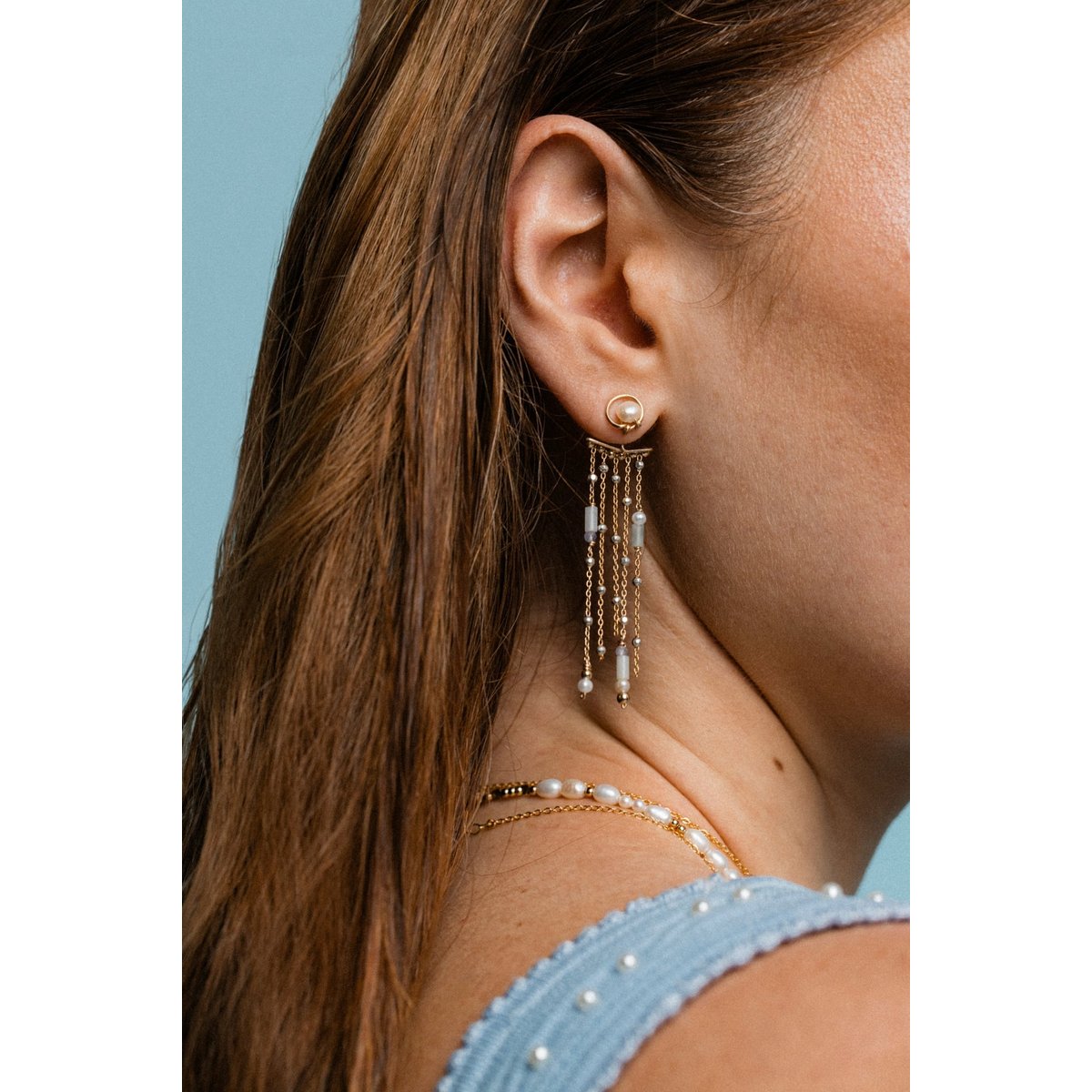 Dos de boucle d'oreille Arielle argent / tanzanite, YAY PARIS