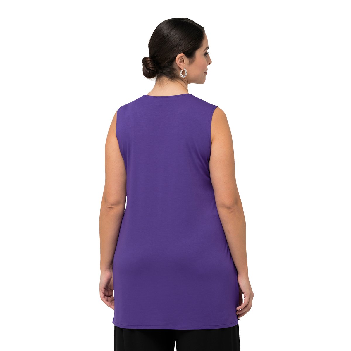 Top sans manches. Col tunisien et perles. violet, ULLA POPKEN