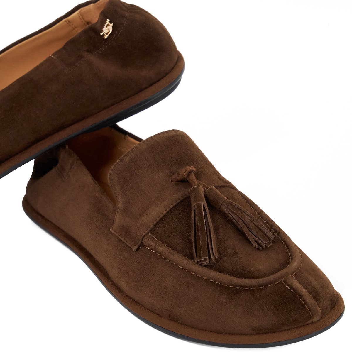 Mocassins à pampilles et bout rond en daim - GROUNDING dark brown-suede, DUNE LONDON