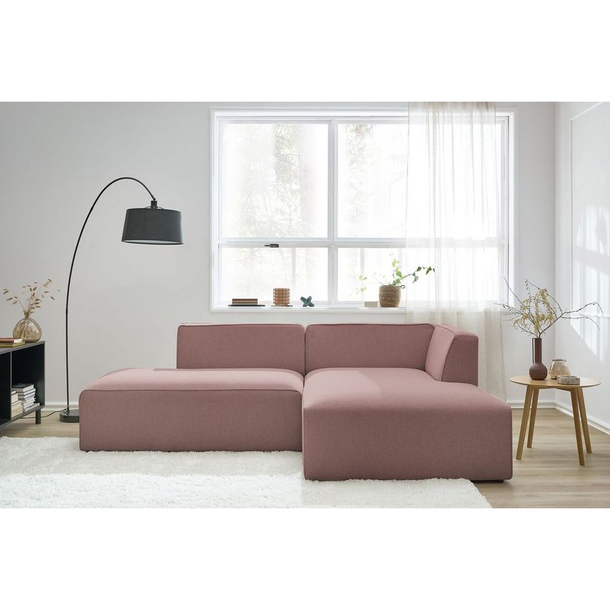 Canapé modulable 4 places en tissu chiné, MEGEVE rose, BOBOCHIC