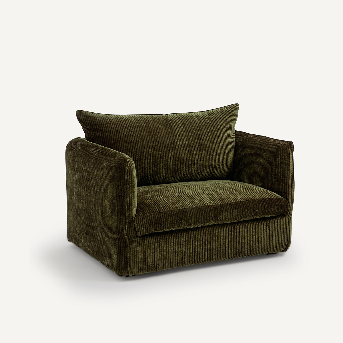 Fauteuil XL in geribd fluweel, Néo Chiquito dennenhout, AM.PM