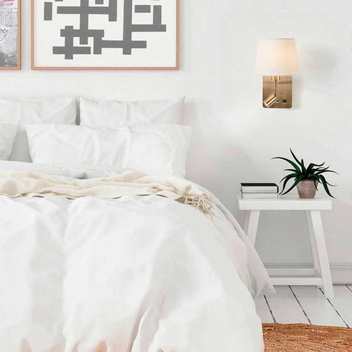 Applique Tête De Lit Laiton patiné Lampe Et Liseuse Room2 Usb-C laiton, MILLUMINE