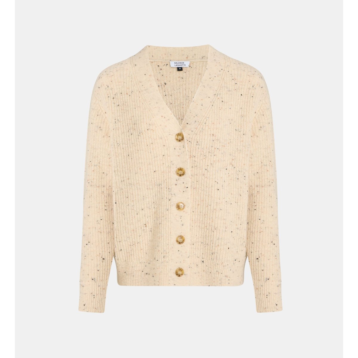 Cardigan droit franz maille mouchetée laine beige, GALERIES LAFAYETTE