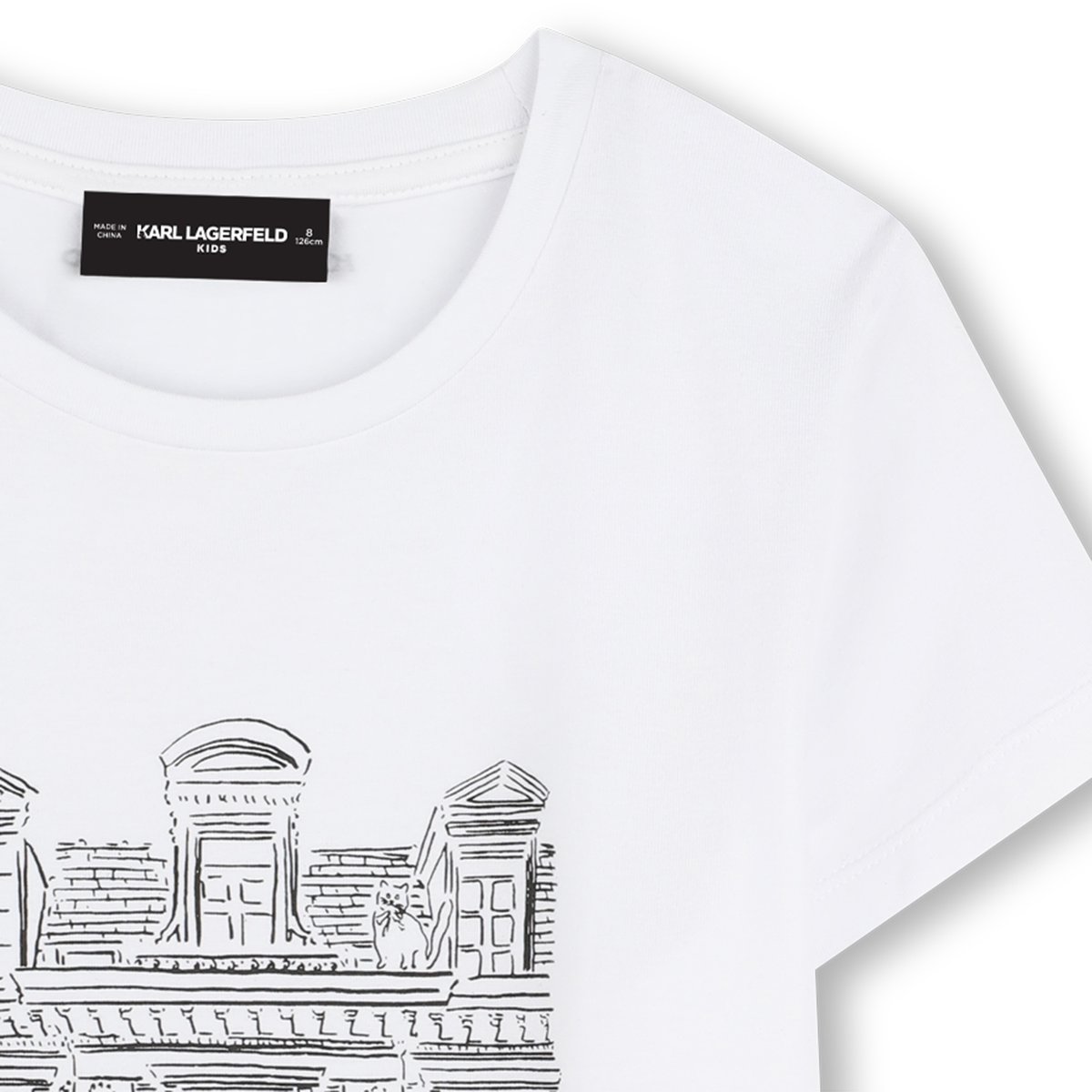 T-shirt avec imprimé placé blanc, KARL LAGERFELD KIDS
