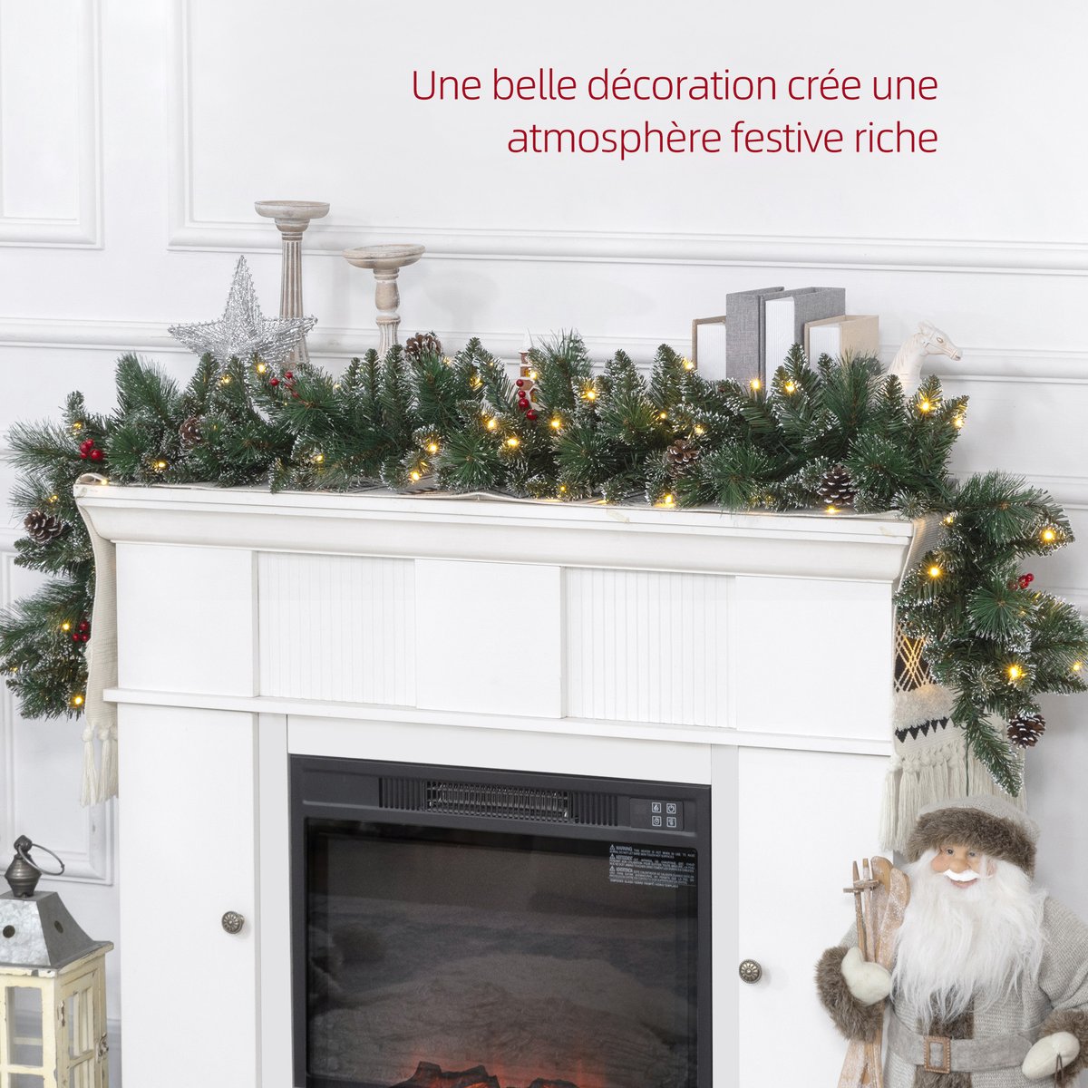 Guirlande de Noël Plastique Vert vert, HOMCOM
