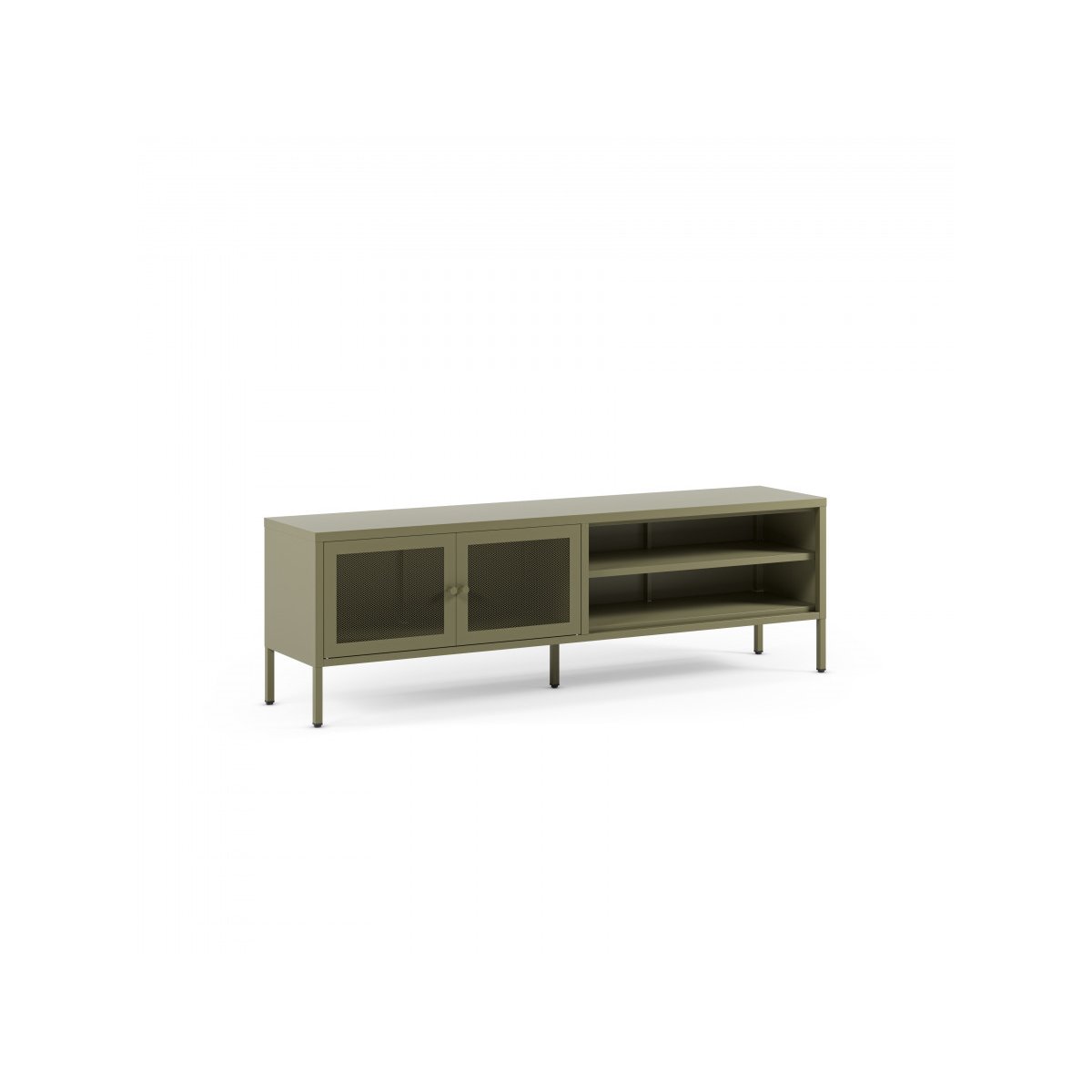 Meuble TV 160 cm métal, CLARA vert, BOBOCHIC