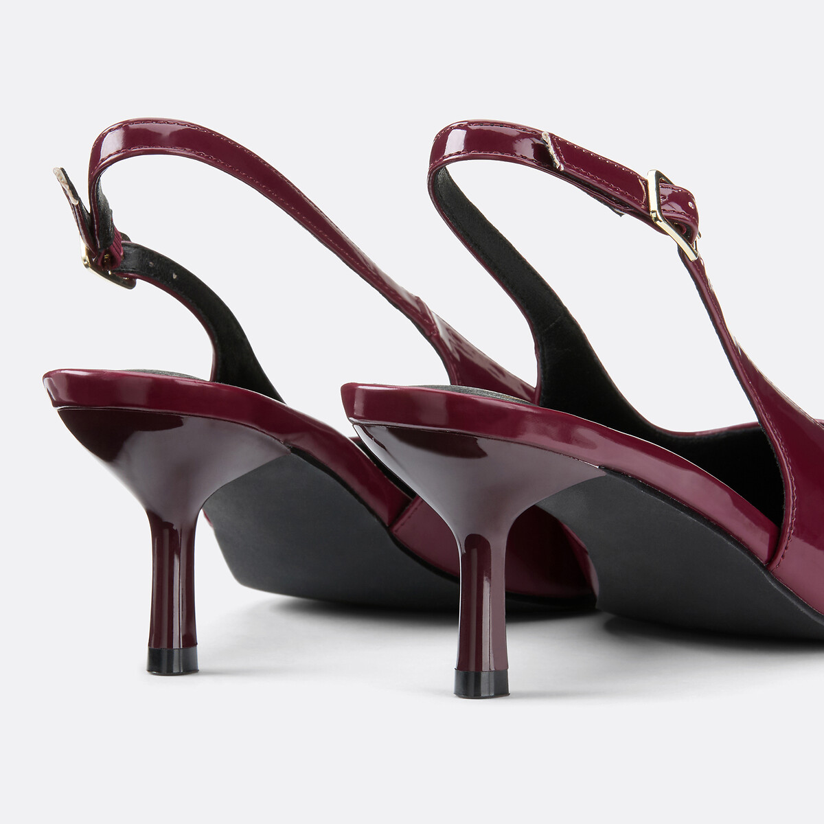 Escarpins en polyuréthane talon large bordeaux, LA REDOUTE COLLECTIONS