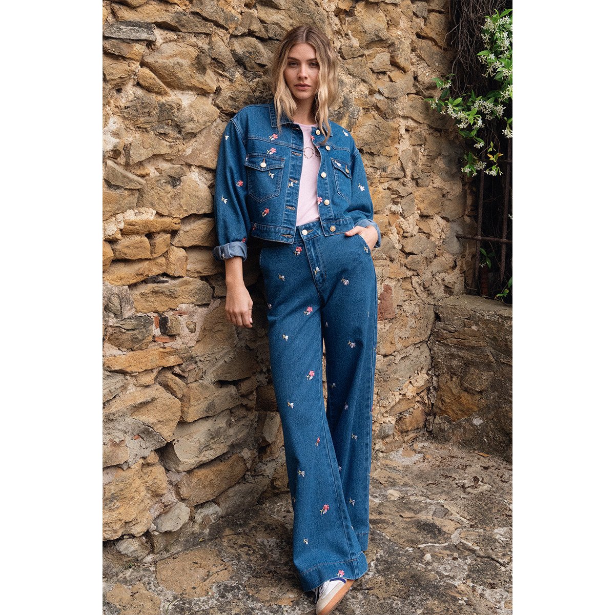Jean large fantaisie denim blue, MOLLY BRACKEN